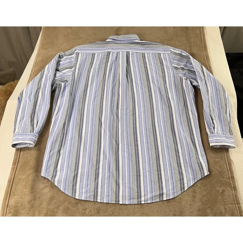 Polo Ralph Lauren shirt men's size 2XB Big Striped Button Down Blue Fresh‎ Pony